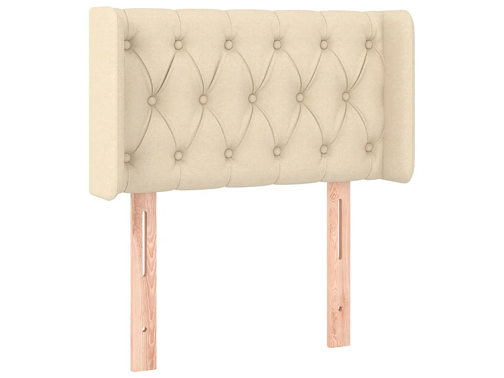 Hoofdbord met randen 83x16x78/88 cm stof crèmekleurig