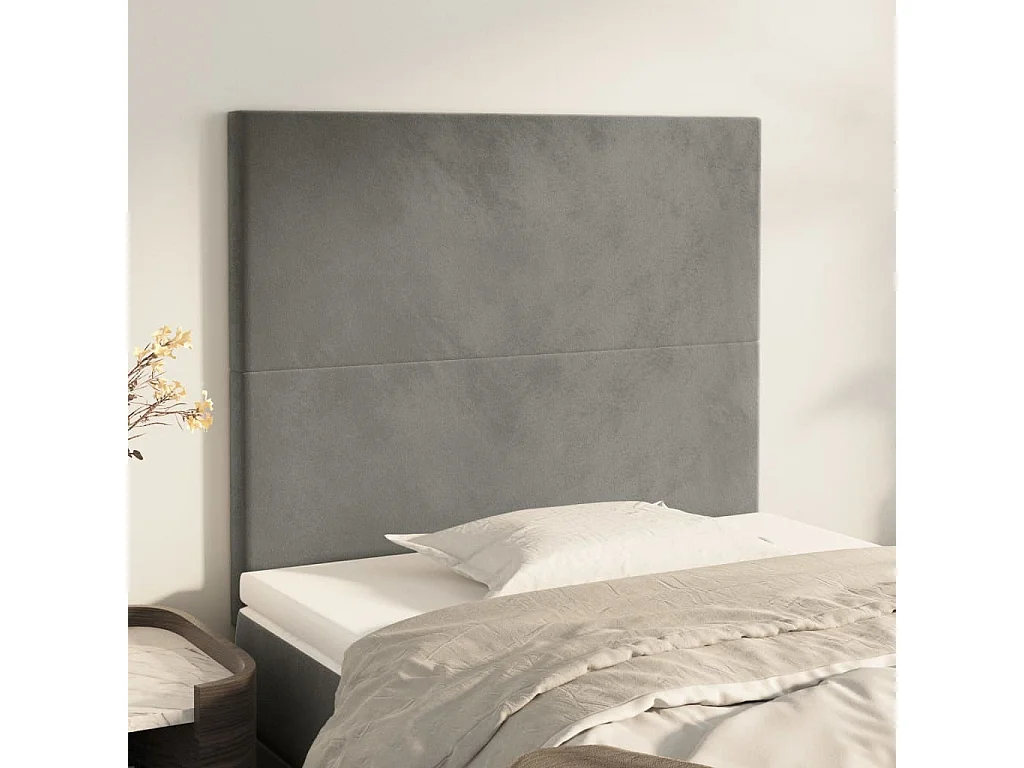 Tête de lit Gris clair 80x5x118/128 cm Velours