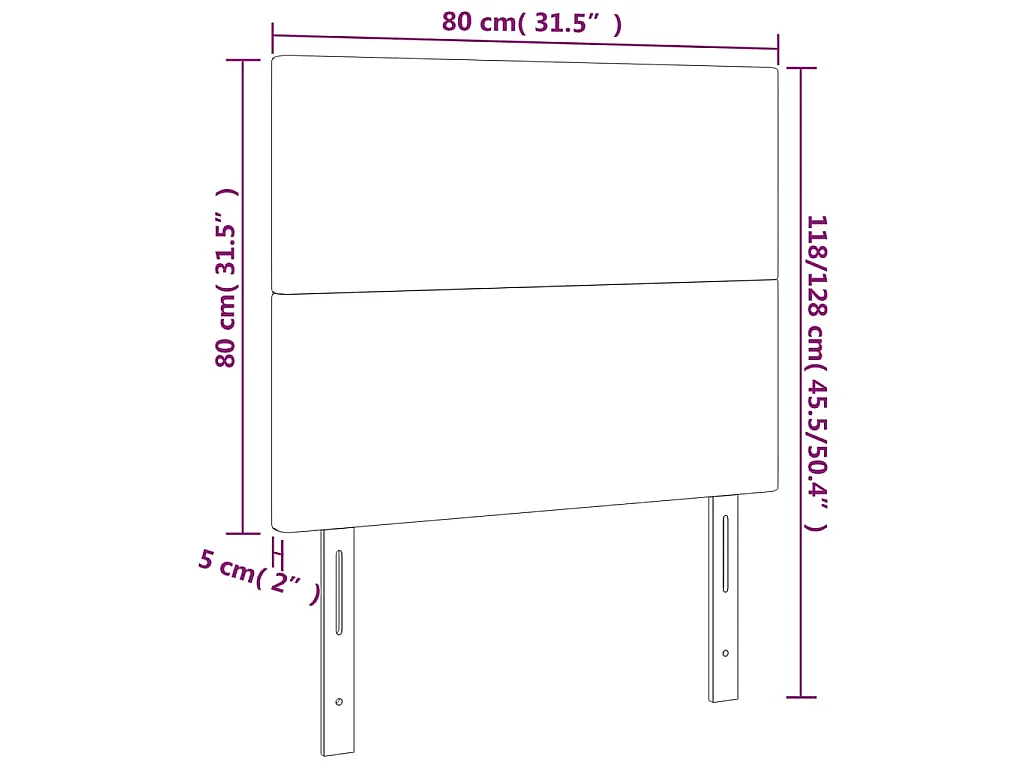 Tête de lit Gris clair 80x5x118/128 cm Velours