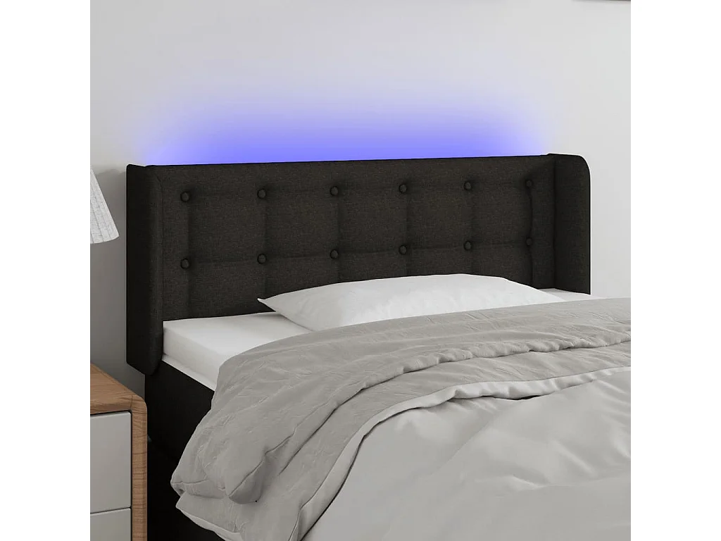 Hoofdbord LED 93x16x78/88 cm stof zwart