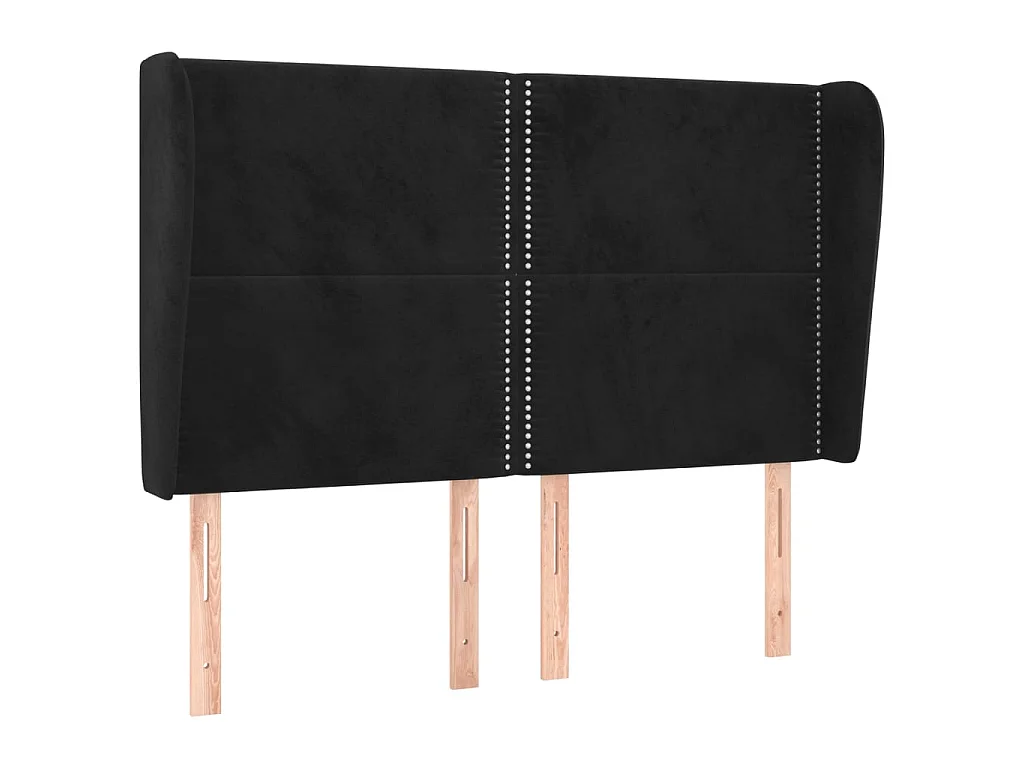 Tête de lit avec oreilles Noir 147x23x118/128 cm Velours