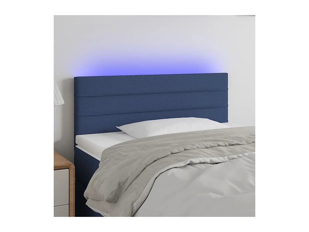 Tête de lit à LED Bleu 100x5x78/88 cm Tissu