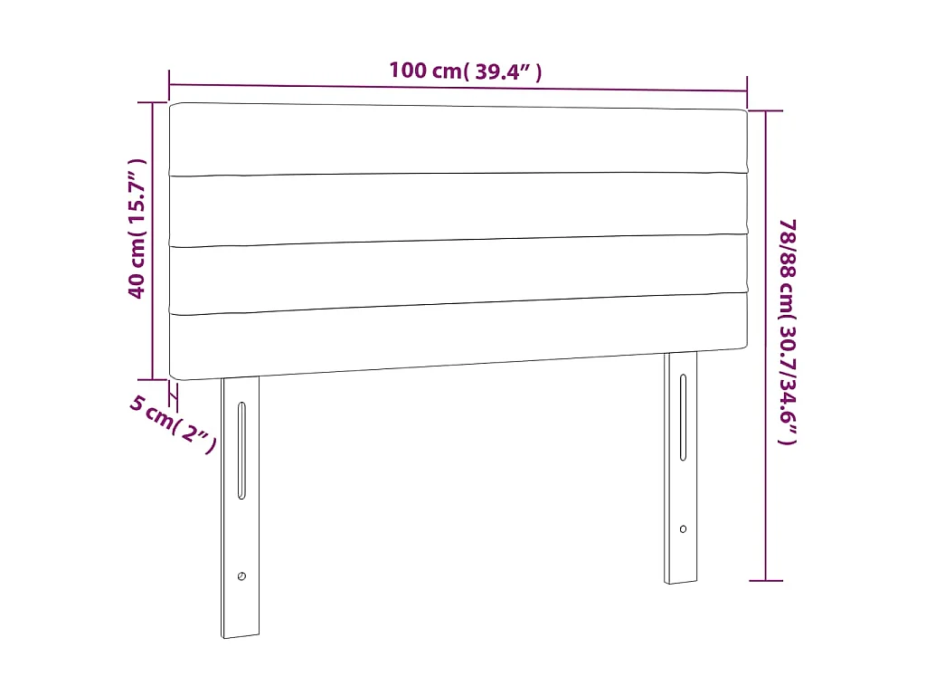 Testiera a LED Blu 100x5x78/88 cm in Tessuto