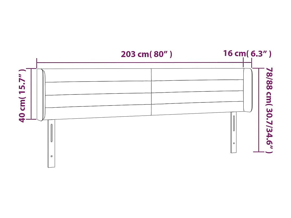 Tête de lit avec oreilles Crème 203x16x78/88 cm Tissu