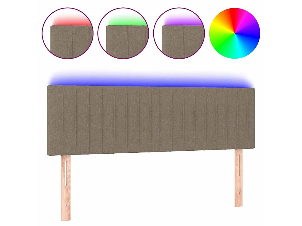 Testiera a LED Tortora 144x5x78/88 cm in Tessuto