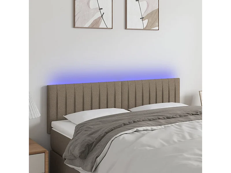 Tête de lit à LED Taupe 144x5x78/88 cm Tissu