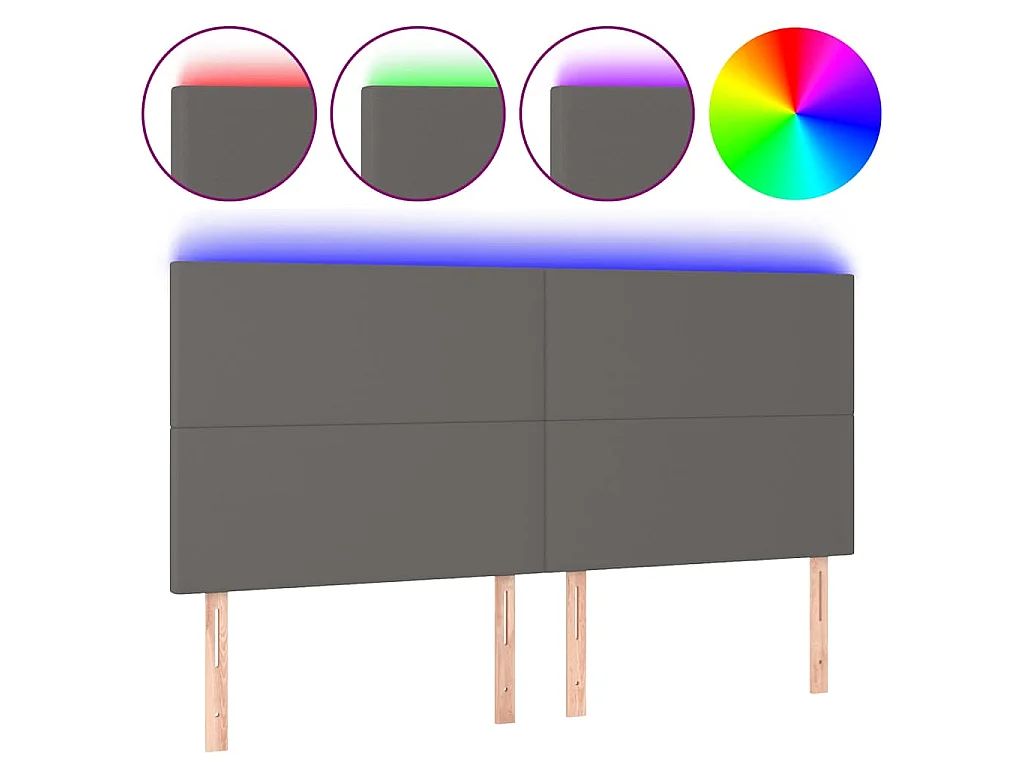 LED Kopfteil Grau 180x5x118/128 cm Kunstleder