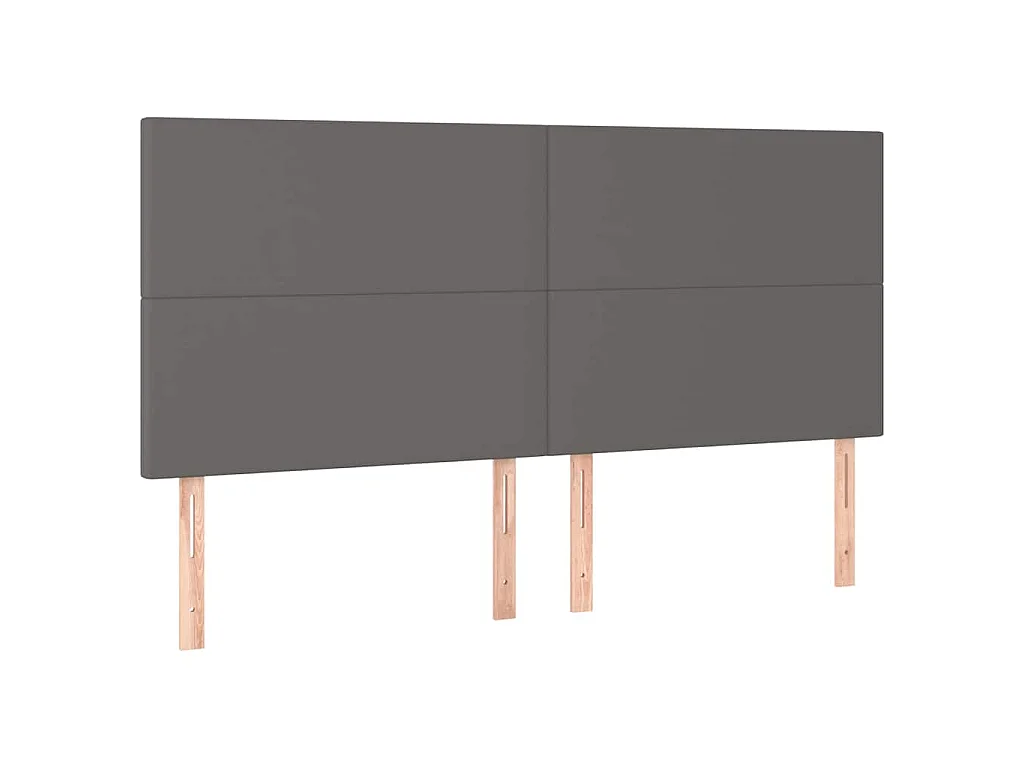 LED Kopfteil Grau 180x5x118/128 cm Kunstleder