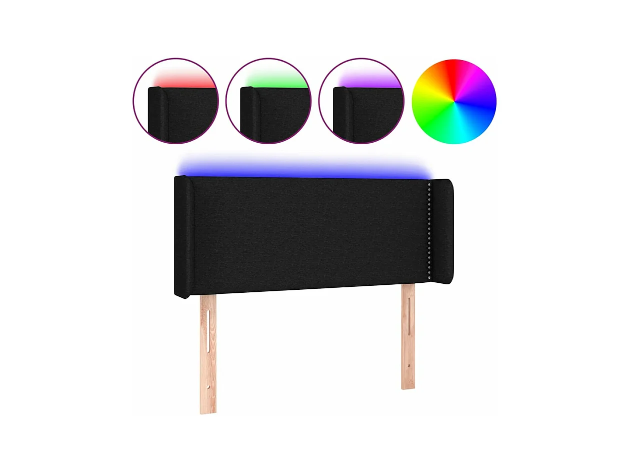 Tête de lit à LED Noir 103x16x78/88 cm Tissu