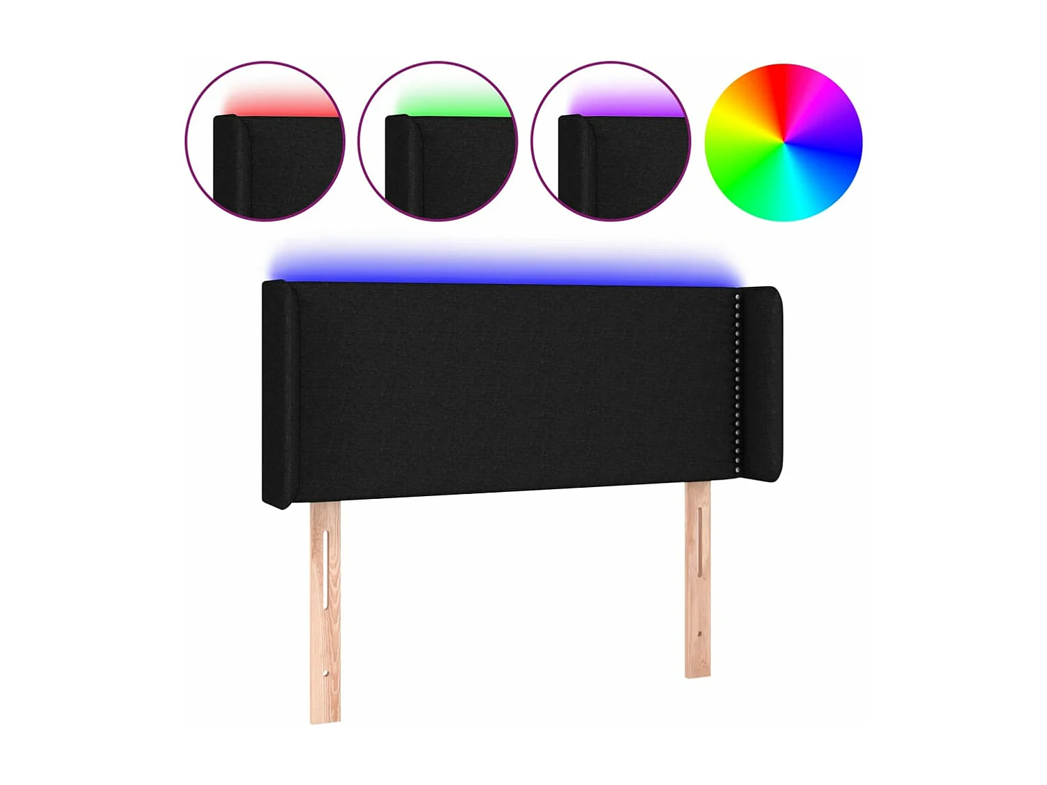 Hoofdbord LED 103x16x78/88 cm stof zwart