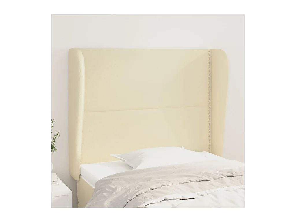 Hoofdbord met randen 83x23x118/128 cm kunstleer crèmekleurig