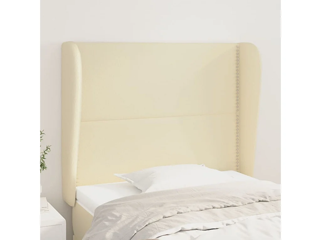 Hoofdbord met randen 83x23x118/128 cm kunstleer crèmekleurig