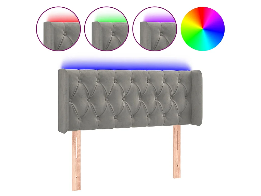 Hoofdbord LED 103x16x78/88 cm fluweel lichtgrijs