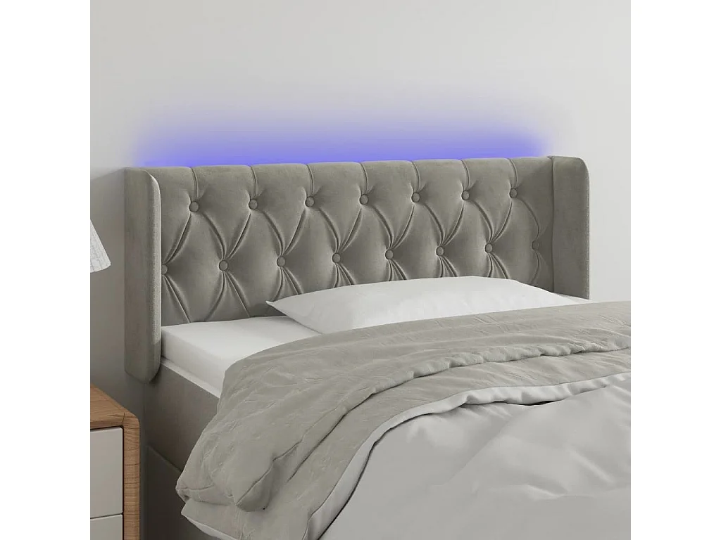 Hoofdbord LED 103x16x78/88 cm fluweel lichtgrijs