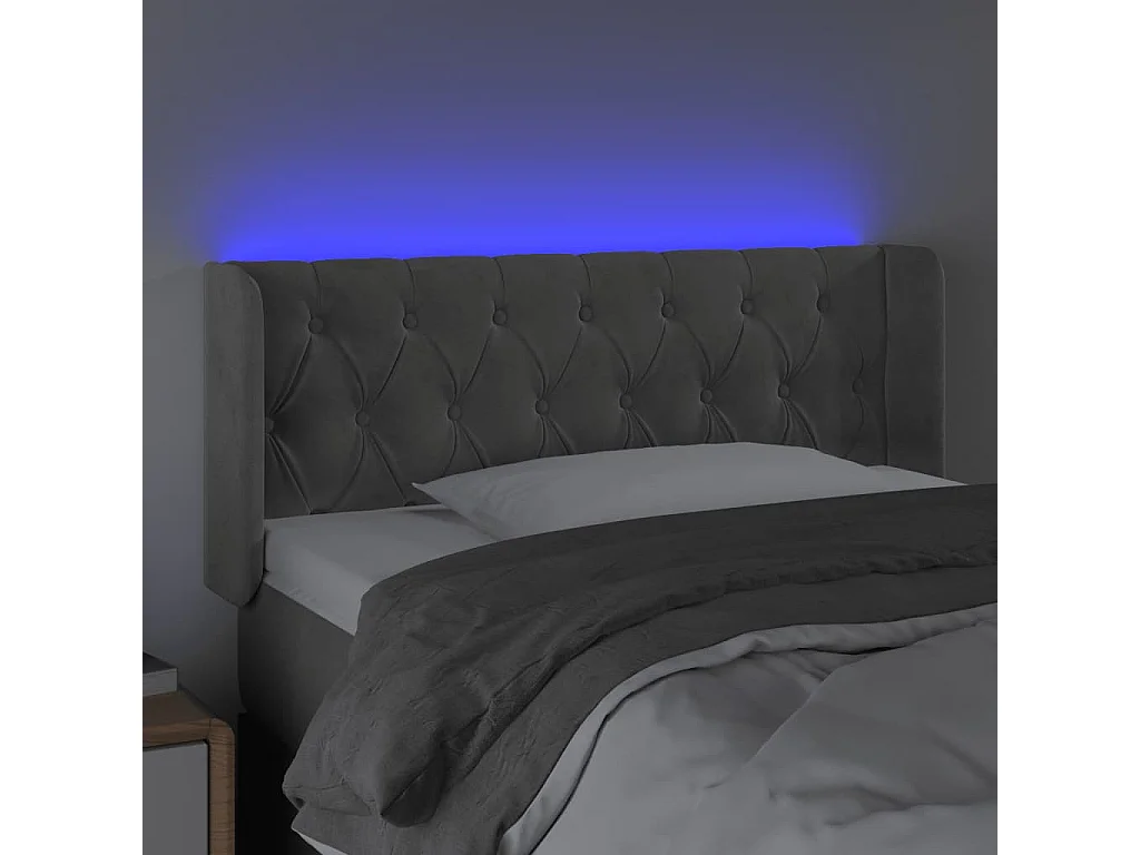 Hoofdbord LED 103x16x78/88 cm fluweel lichtgrijs