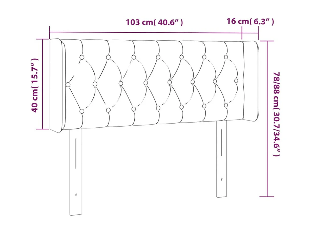 Hoofdbord LED 103x16x78/88 cm fluweel lichtgrijs