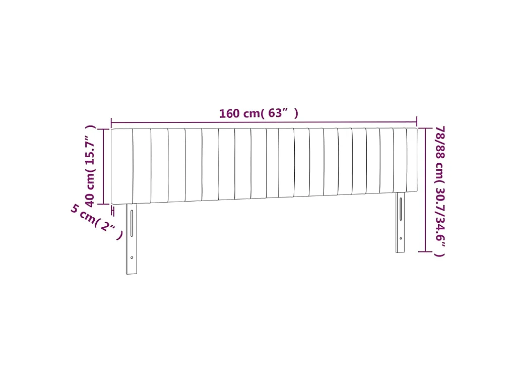 LED Kopfteil Dunkelbraun 160x5x78/88 cm Stoff