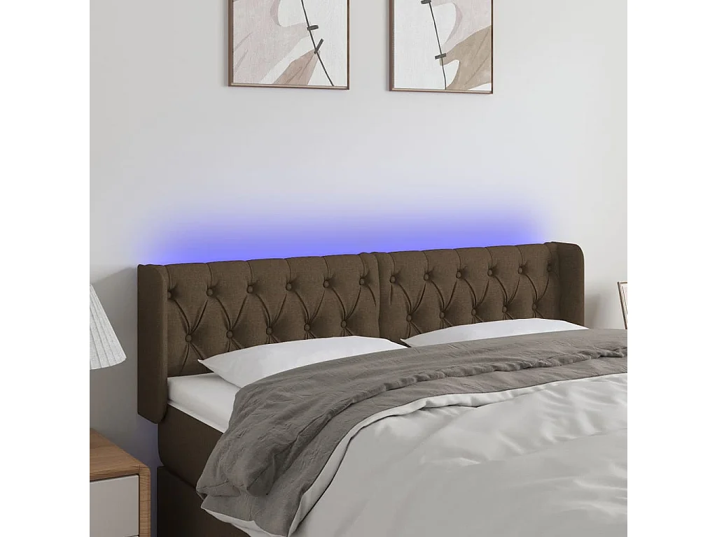 Hoofdbord LED 163x16x78/88 cm stof donkerbruin