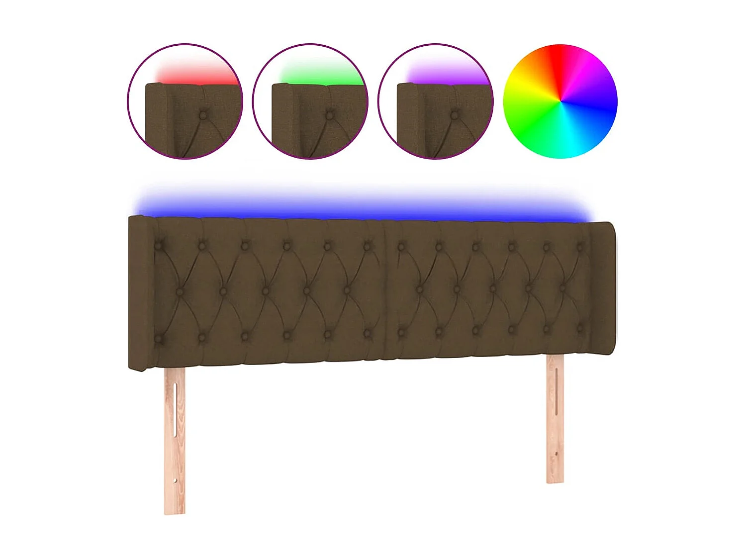 Hoofdbord LED 163x16x78/88 cm stof donkerbruin