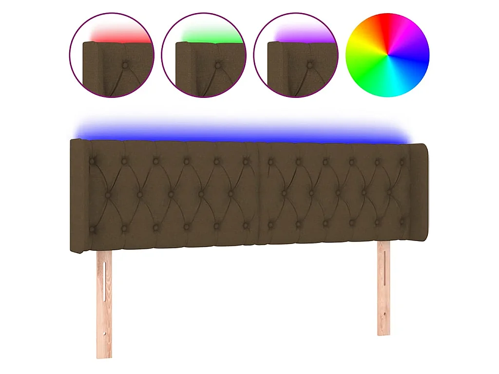 LED Kopfteil Dunkelbraun 163x16x78/88 cm Stoff