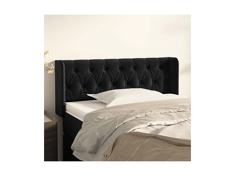 Tête de lit avec oreilles Noir 103x16x78/88 cm Velours