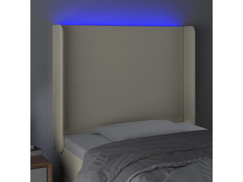 Hoofdbord LED 93x16x118/128 cm kunstleer crèmekleurig
