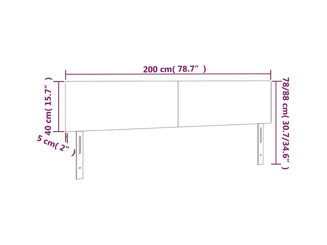 LED Kopfteil Grau 200x5x78/88 cm Kunstleder