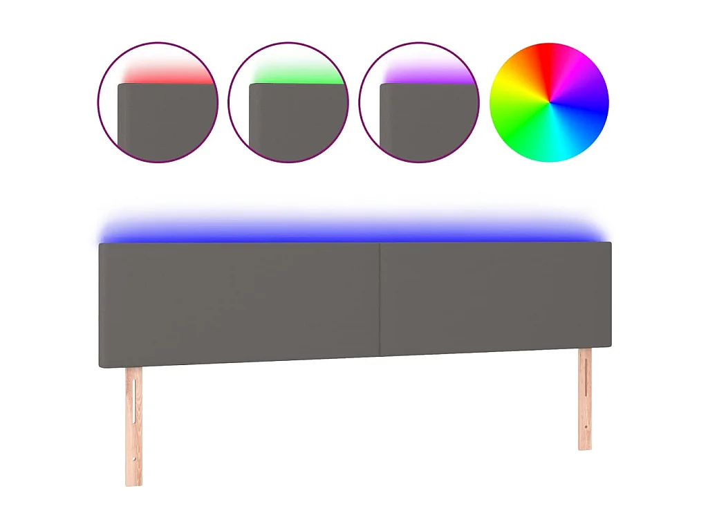 Tête de lit à LED Gris 200x5x78/88 cm Similicuir