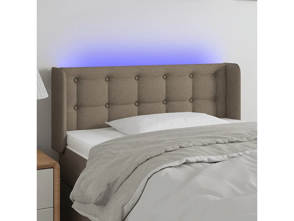 Testiera a LED Tortora 93x16x78/88 cm in Tessuto