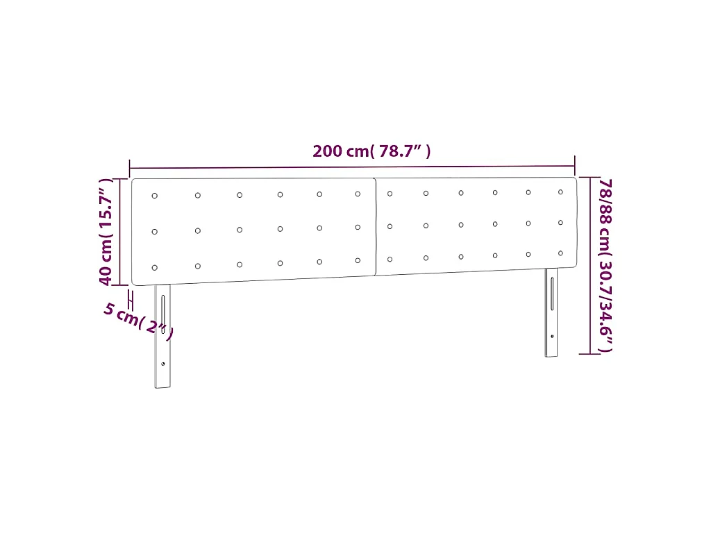 Hoofdborden 200x5x78/88 cm fluweel donkerblauw