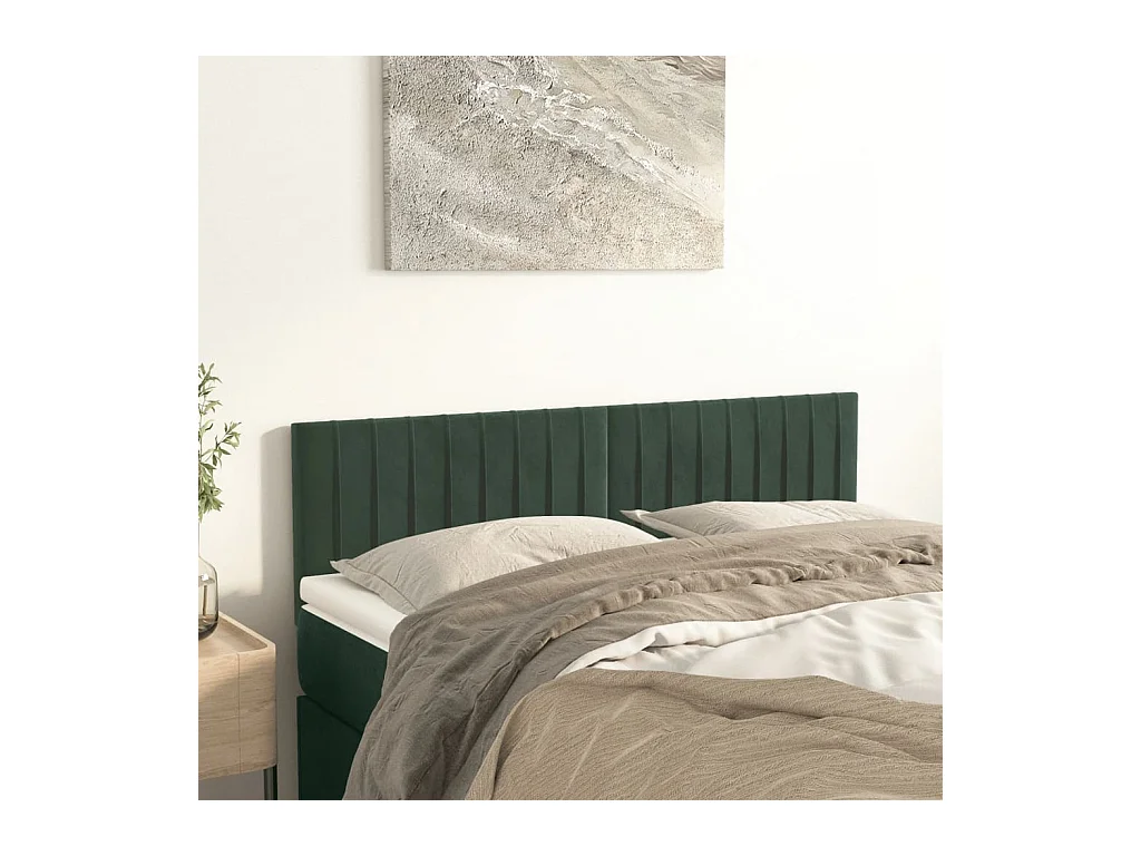 Têtes de lit 2 pcs Vert foncé 72x5x78/88 cm Velours