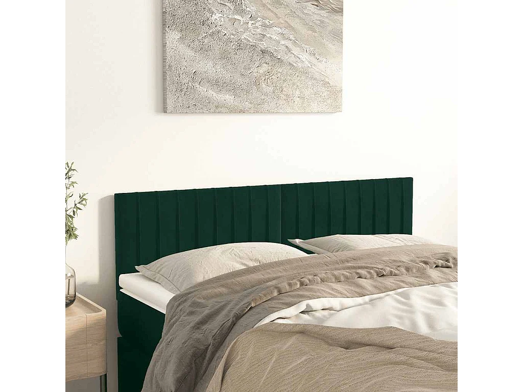 Cabeceros terciopelo verde oscuro 144x5x78/88 cm