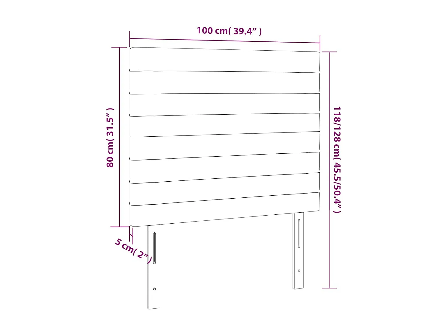 Tête de lit à LED Bleu foncé 100x5x118/128 cm Velours