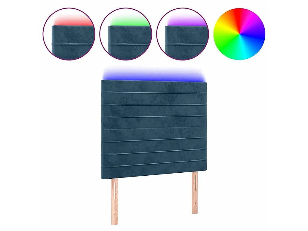 Tête de lit à LED Bleu foncé 100x5x118/128 cm Velours