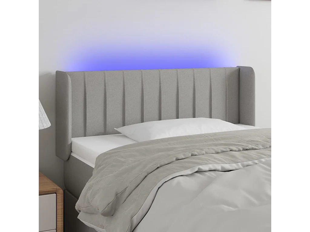 LED Kopfteil Hellgrau 83x16x78/88 cm Stoff