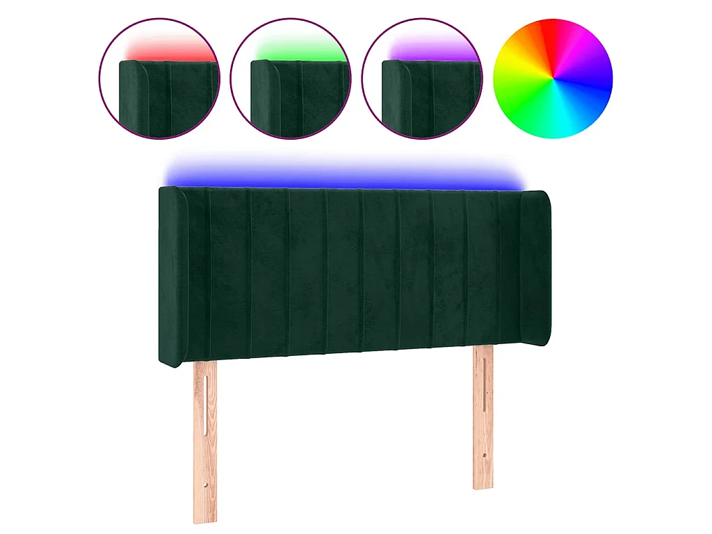 LED Kopfteil Dunkelgrün 103x16x78/88 cm Samt