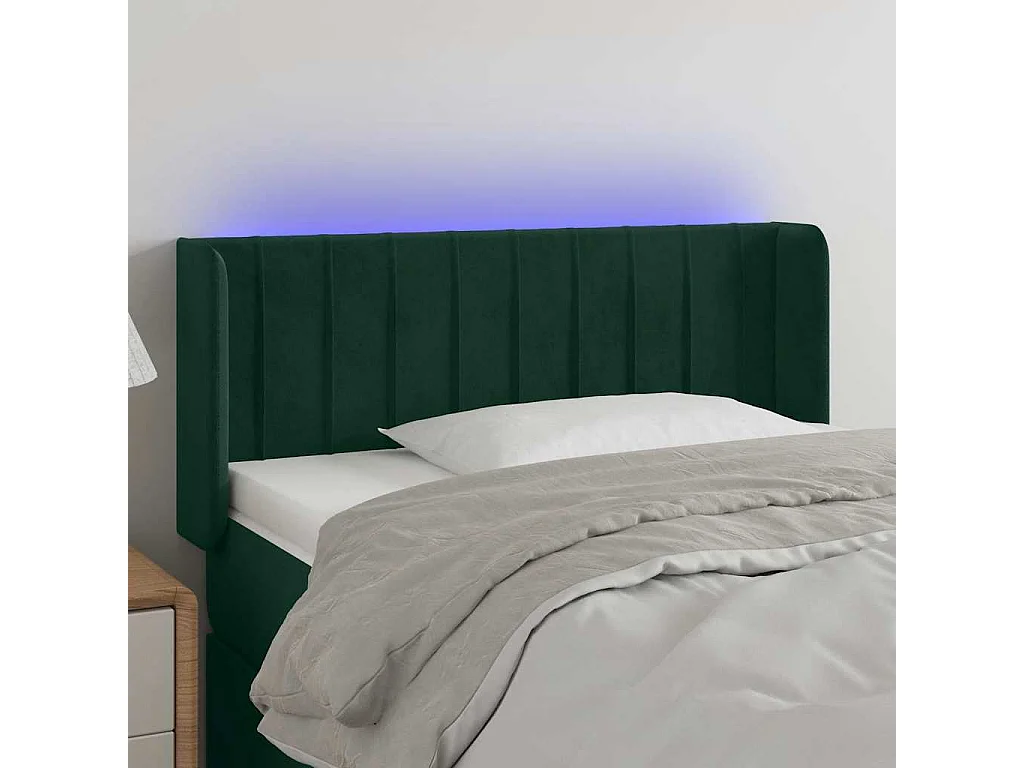 LED Kopfteil Dunkelgrün 103x16x78/88 cm Samt