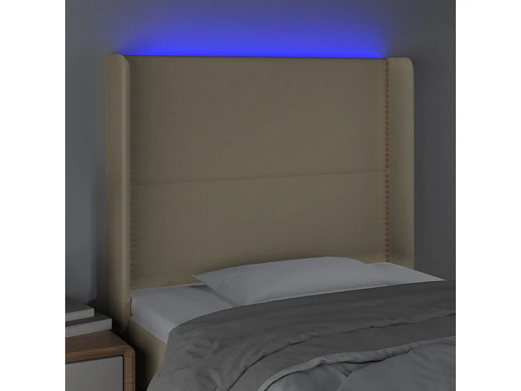 Testiera a LED crema 93x16x118/128 cm in Tessuto
