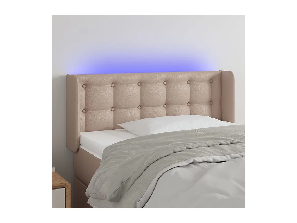 LED Kopfteil Cappuccino-Braun 83x16x78/88 cm Kunstleder