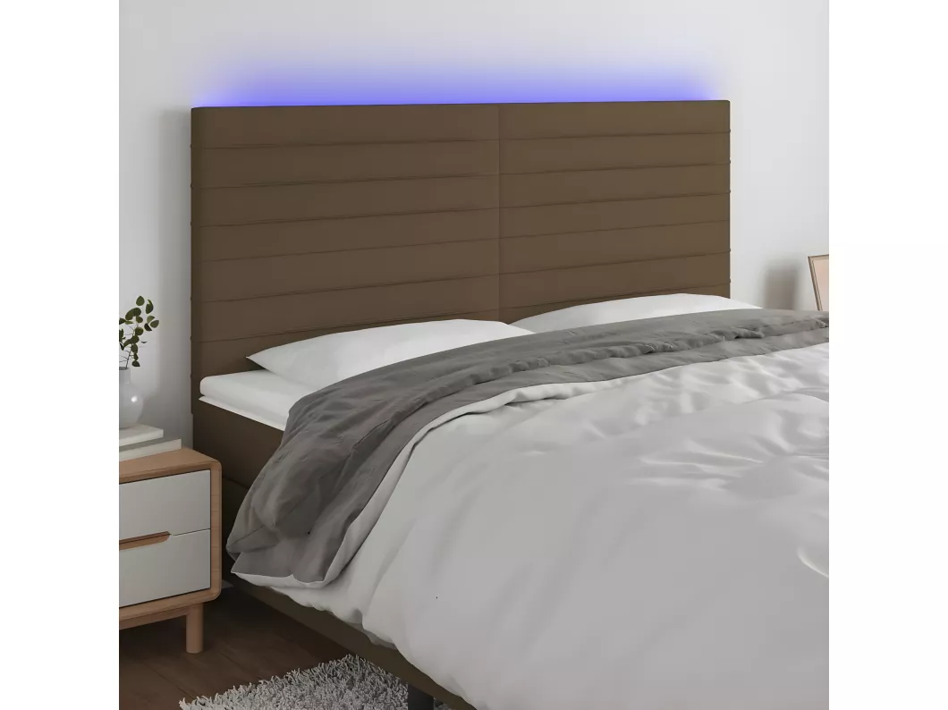 Kauf Unique LED Kopfteil Dunkelbraun 200x5x118/128 cm Stoff