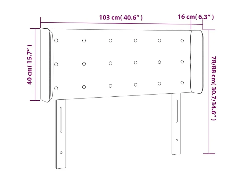 LED Kopfteil Grau 103x16x78/88 cm Kunstleder