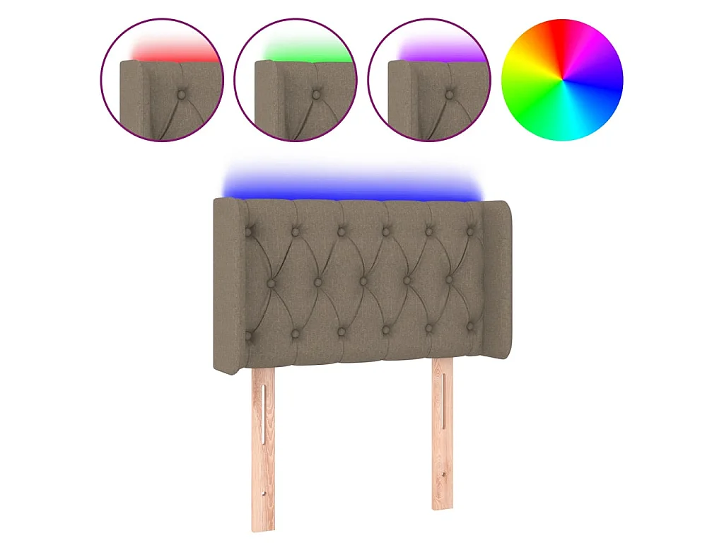 Testiera a LED Tortora 83x16x78/88 cm in Tessuto