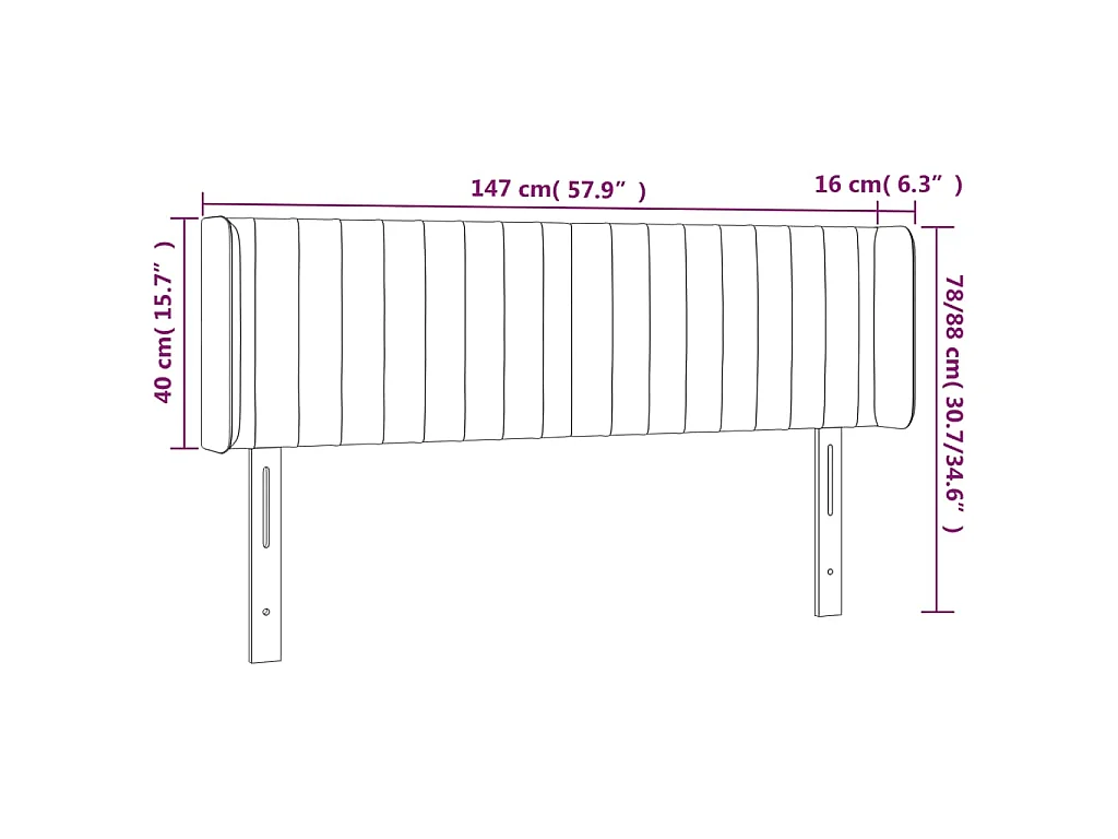 LED Kopfteil Taupe 147x16x78/88 cm Stoff