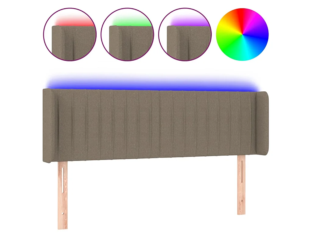 LED Kopfteil Taupe 147x16x78/88 cm Stoff