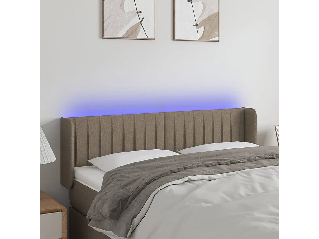 LED Kopfteil Taupe 147x16x78/88 cm Stoff