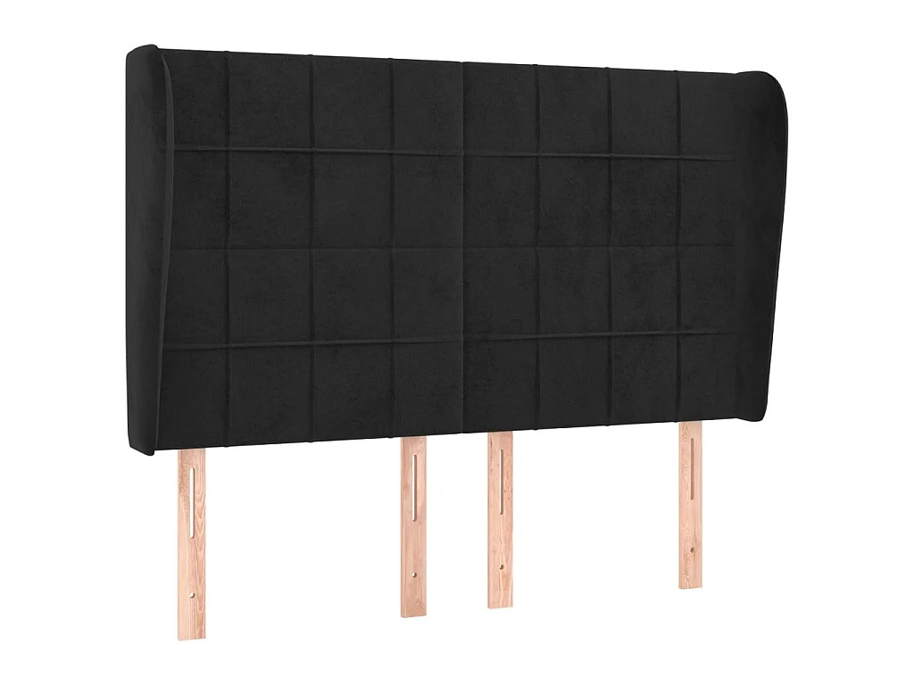 Tête de lit avec oreilles Noir 147x23x118/128 cm Velours