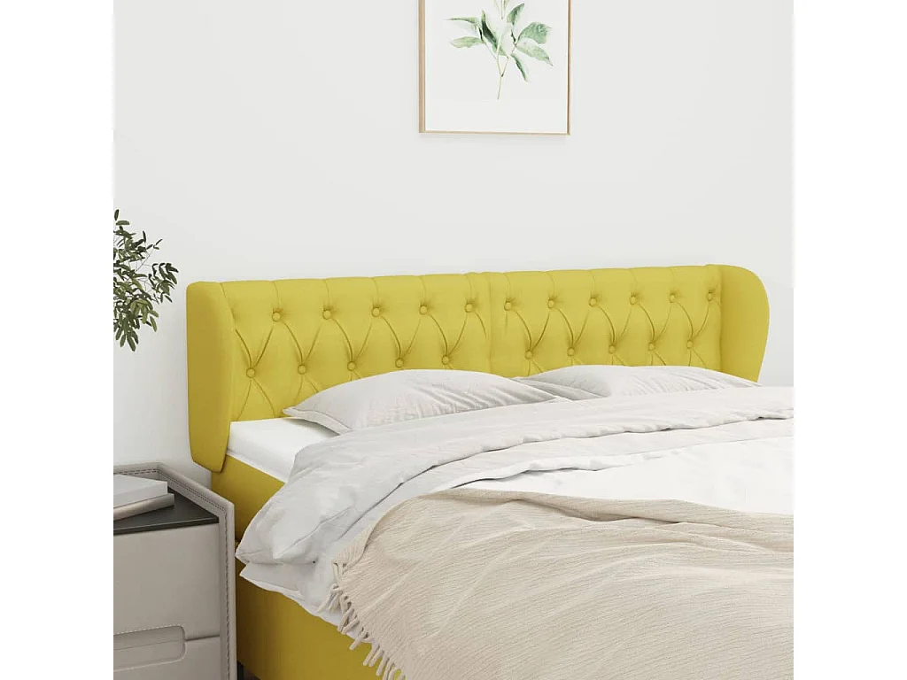 Tête de lit avec oreilles Vert 147x23x78/88 cm Tissu