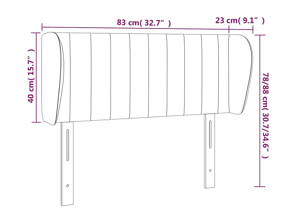 Tête de lit avec oreilles Gris foncé 83x23x78/88 cm Velours