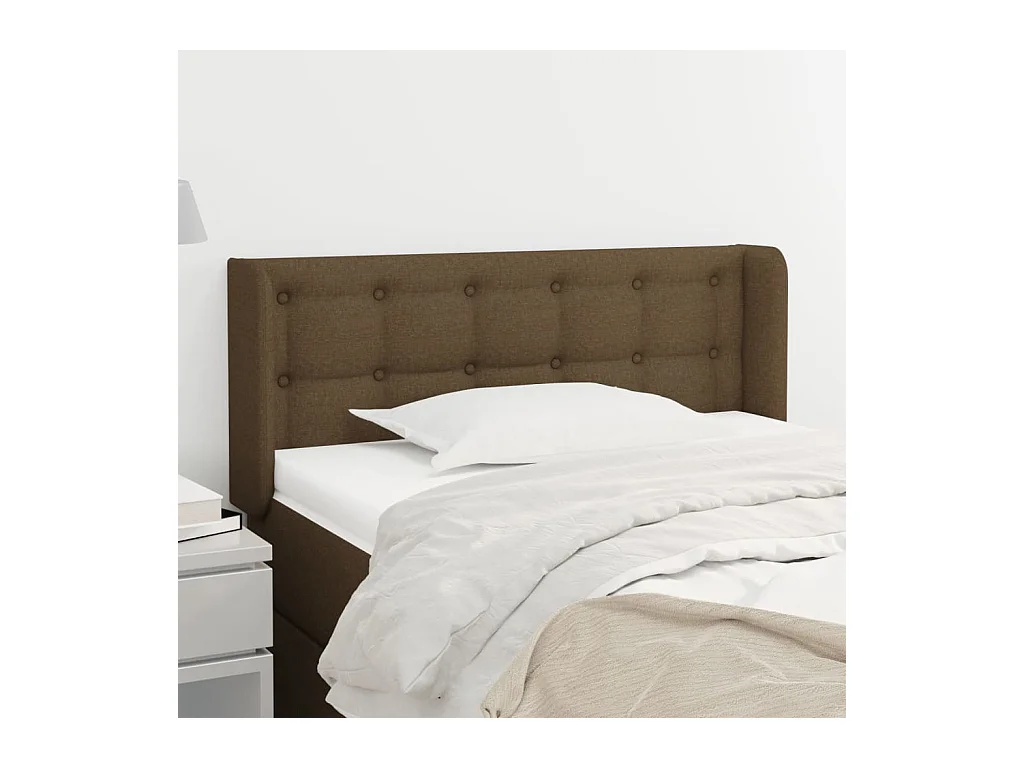 Tête de lit avec oreilles Marron Foncé 103x16x78/88 cm Tissu