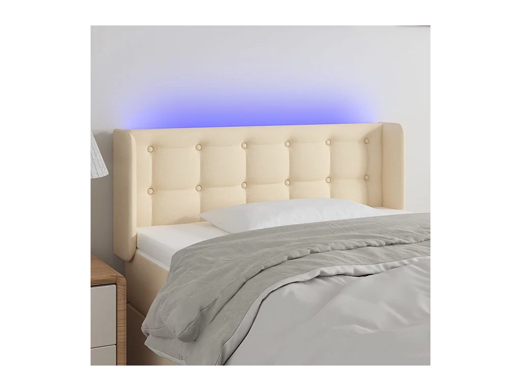 Hoofdbord LED 93x16x78/88 cm stof crèmekleurig